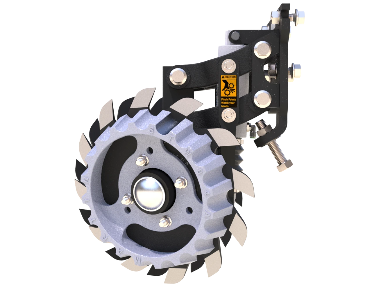 Martin-Till ACCR Floating Row Cleaner | 60° Wide Frame | Air Cylinder & Razor Wheels | For High-Speed Planters & Narrow Row Spacing