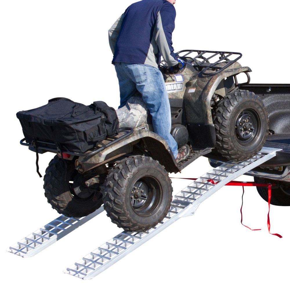 Black Widow Arched Folding Dual Runner ATV Ramps | Model AF-9012-HD-2 | Size 7' 5" L x 11.25" W | Capacity 3,000 lb | Horsepower 4 To 90+ HP | For ATV & UTV Loading