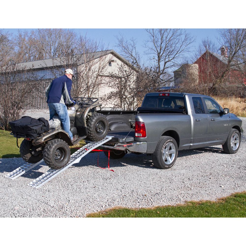 Black Widow Arched Folding Dual Runner ATV Ramps | Model AF-9012-HD-2 | Size 7' 5" L x 11.25" W | Capacity 3,000 lb | Horsepower 4 To 90+ HP | For ATV & UTV Loading