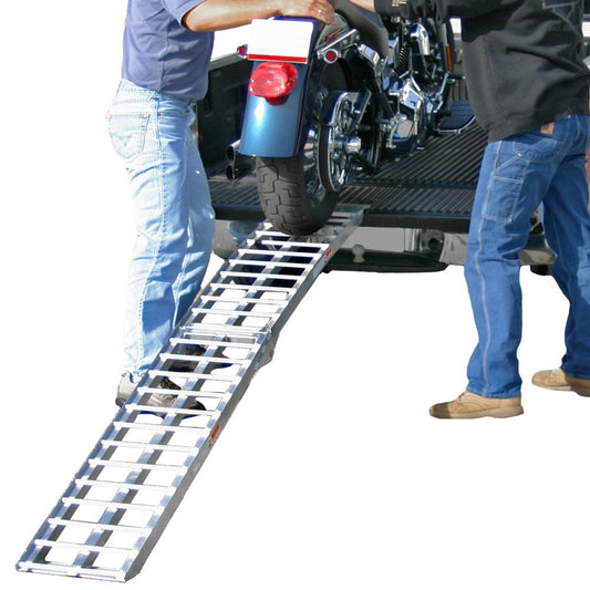 Black Widow Heavy Duty Arched Folding Motorcycle Ramp | Model AF-9012-HD | 89" Length x 11.25" Width | Capacity 1,500 lb | Horsepower 4 To 90+ HP | For Trucks & Trailers