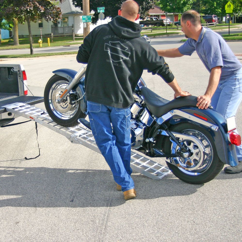 Black Widow Heavy Duty Arched Folding Motorcycle Ramp | Model AF-9012-HD | 89" Length x 11.25" Width | Capacity 1,500 lb | Horsepower 4 To 90+ HP | For Trucks & Trailers