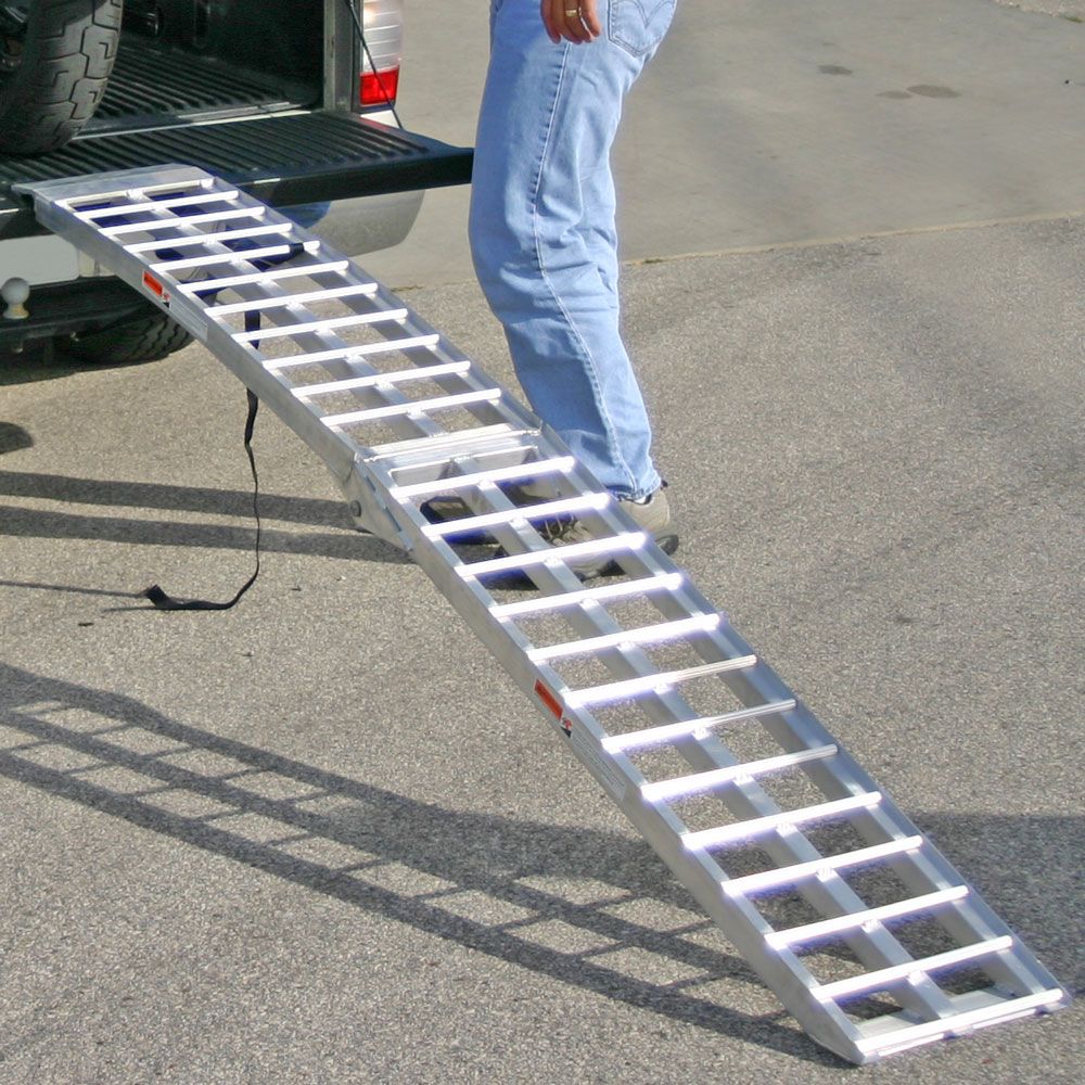 Black Widow Heavy Duty Arched Folding Motorcycle Ramp | Model AF-9012-HD | 89" Length x 11.25" Width | Capacity 1,500 lb | Horsepower 4 To 90+ HP | For Trucks & Trailers