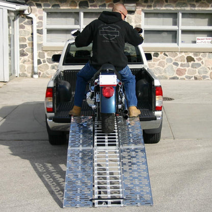 Black Widow 3-Piece Arched Folding Motorcycle Ramp | Model AF-9034-HD | Width 33-1/2" | Length 7' 5" | Capacity 1,500 lb | Horsepower 4 To 90+ HP | For Motorcycles, ATVs & Dirt Bikes