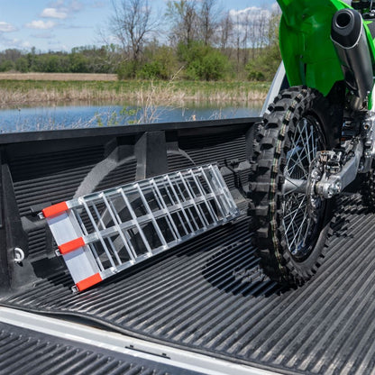 Black Widow Arched Folding Motorcycle Ramp | Model AFL-9012 | Size 11.1" Wide | 750 lb Capacity | Horsepower 4 To 90+ HP | For Truck Beds & Trailers