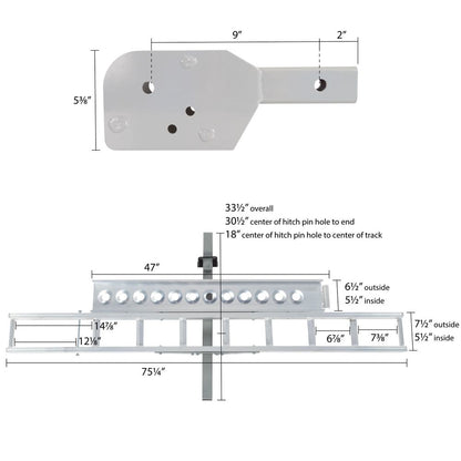 Black Widow Folding Dirt Bike Carrier | Model AMC-400-F | 5.5" Wheel Track | 400 lb Capacity | For Class III/IV 2" Hitch Motorcycle, Dirt Bike & EBike