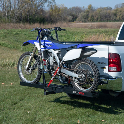 Black Widow Pro Dirt Bike Carrier | Model AMC-400-PRO | Track Width 5.5" | Capacity 400 lb | Fits Class III & IV 2" Hitch Receivers