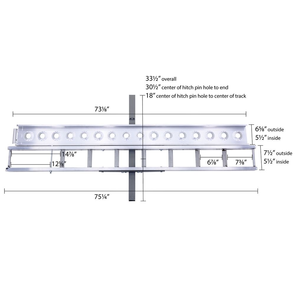Black Widow Nonfolding Dirt Bike Carrier | Model AMC-400L | 5.5" Track Width | Extra-Long 6' Ramp | 400 lb Capacity | For Class III/IV 2" Hitch Motorcycles & EBikes