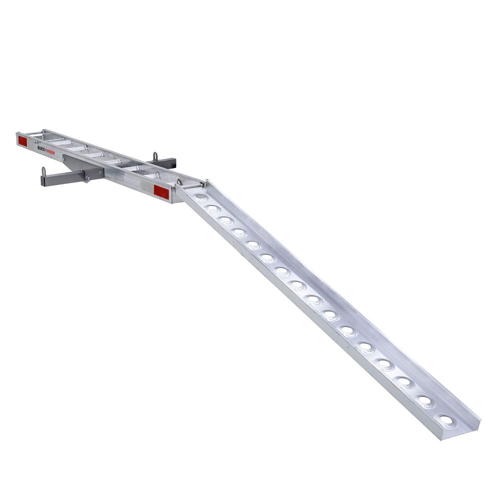 Black Widow Nonfolding Dirt Bike Carrier | Model AMC-400L | 5.5" Track Width | Extra-Long 6' Ramp | 400 lb Capacity | For Class III/IV 2" Hitch Motorcycles & EBikes