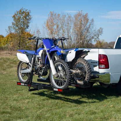 Black Widow Pro Double Dirt Bike Carrier | Model AMC-600-2-PRO | Dual 5.5" Tracks | Capacity 600 lb | For 2" Class III & IV Hitch Vehicles