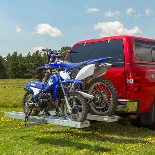 Black Widow Double Dirt Bike Carrier | Model AMC-600-2 | Track Width 75" | Capacity 600 lb | For Class III/IV 2" Hitch Motorcycle & EBike