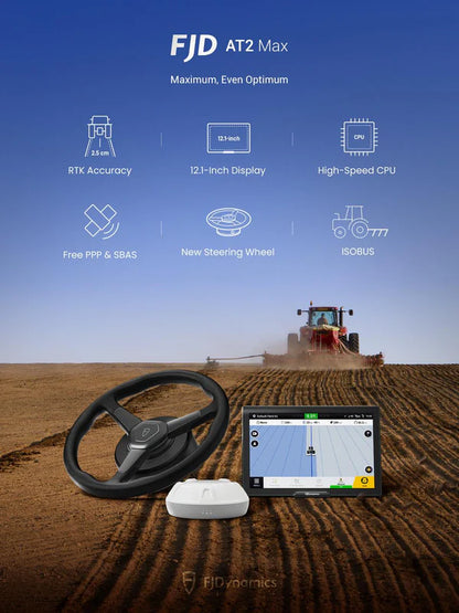 FJDynamics Auto Steer System | Model AT2 Max | Steering Wheel 15.0" | 20 To 500+ HP | For Tractors & Agricultural Machinery