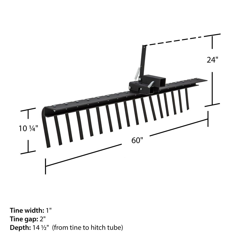 Black Widow Steel Landscape Rake | Model ATV-RAKE-2143 | Width 60" | Horsepower 10 To 80 HP | For ATV & UTV