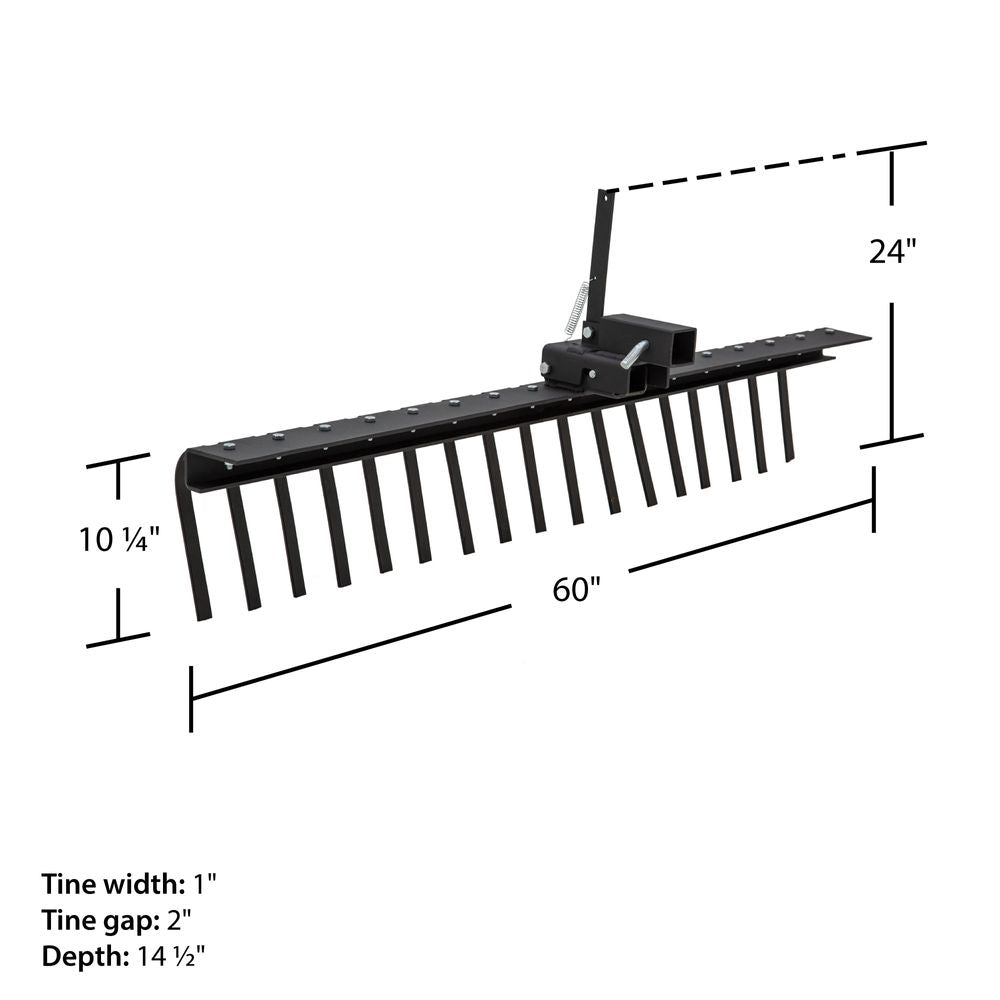 Black Widow ATV/UTV Rake Attachment System | Model ATV-RAKE-KIT | Width 60" | Horsepower 4 To 90+ HP | For ATV & UTV