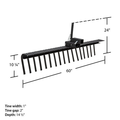 Black Widow ATV/UTV Rake Attachment System | Model ATV-RAKE-KIT | Width 60" | Horsepower 4 To 90+ HP | For ATV & UTV