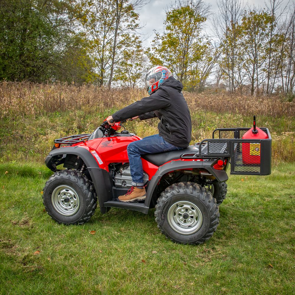 Black Widow Universal Deluxe Steel Mesh ATV Rear Drop Basket Rack | Model ATVDB-1004 | Size 41" L x 14" W | Capacity 300 lb. | Horsepower 4 To 90+ HP | For ATV & UTV Cargo Hauling