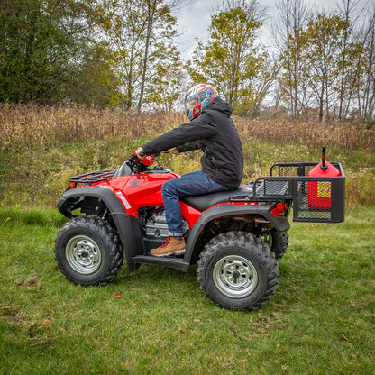 Black Widow Universal Deluxe Steel Mesh ATV Rear Drop Basket Rack | Model ATVDB-1004 | Size 41" L x 14" W | Capacity 300 lb. | Horsepower 4 To 90+ HP | For ATV & UTV Cargo Hauling