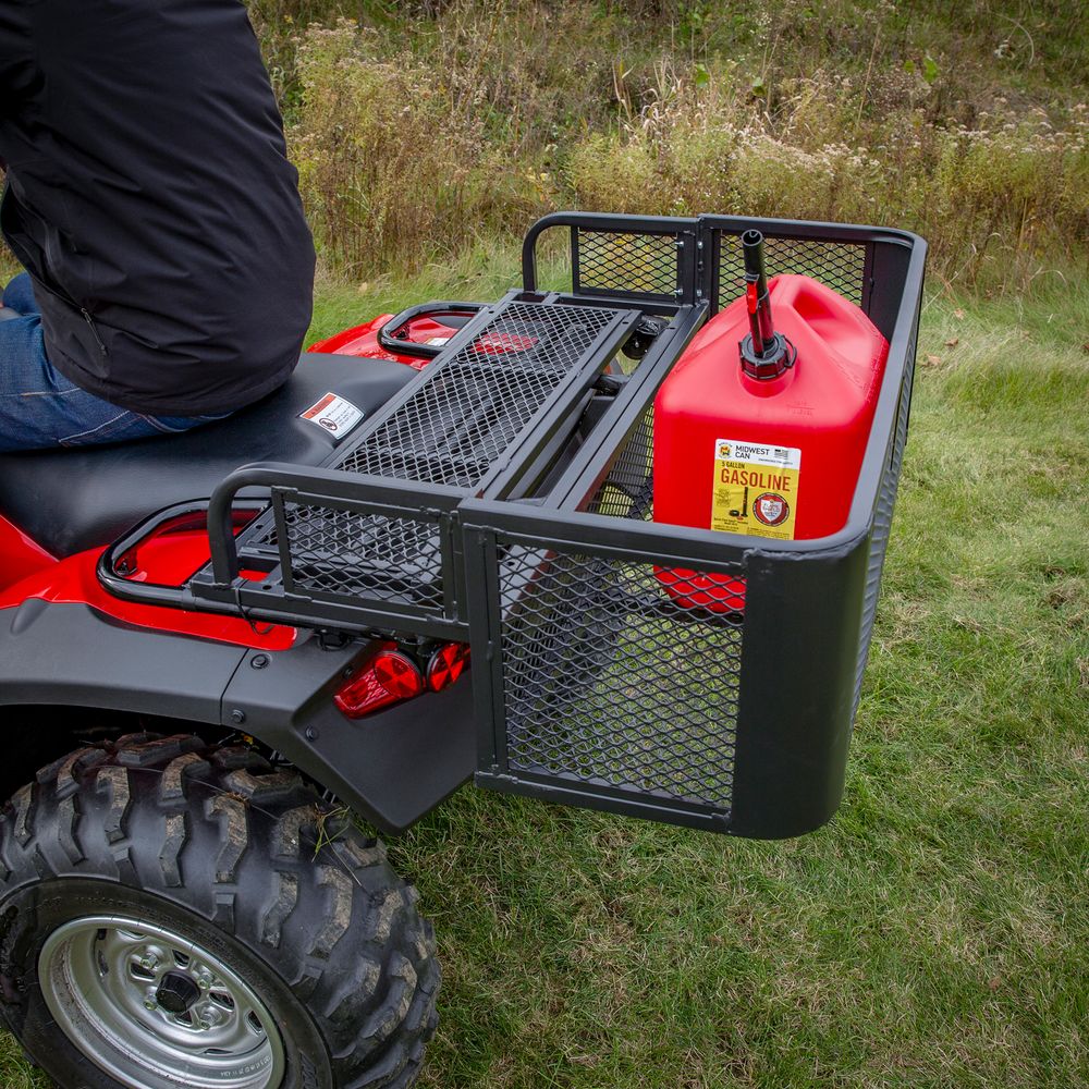 Black Widow Universal Deluxe Steel Mesh ATV Rear Drop Basket Rack | Model ATVDB-1004 | Size 41" L x 14" W | Capacity 300 lb. | Horsepower 4 To 90+ HP | For ATV & UTV Cargo Hauling