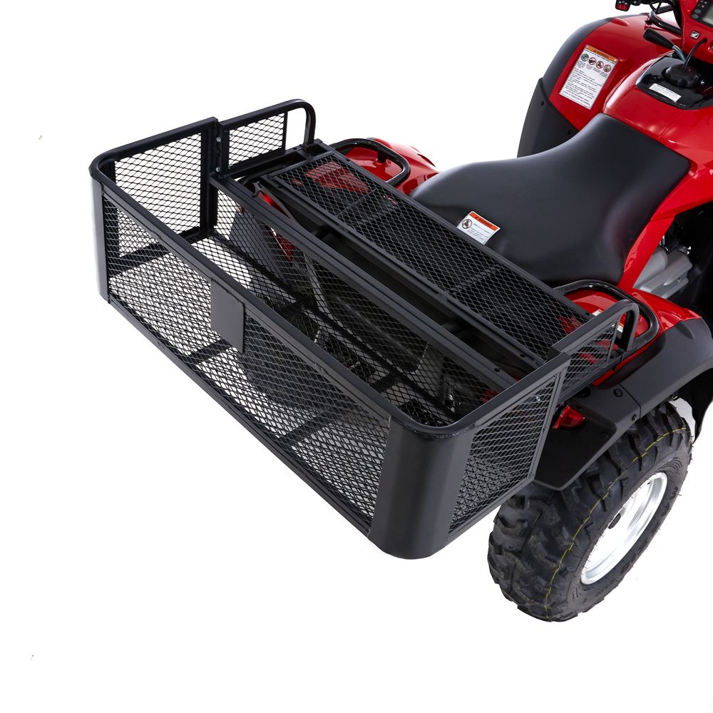 Black Widow Universal Deluxe Steel Mesh ATV Rear Drop Basket Rack | Model ATVDB-1004 | Size 41" L x 14" W | Capacity 300 lb. | Horsepower 4 To 90+ HP | For ATV & UTV Cargo Hauling