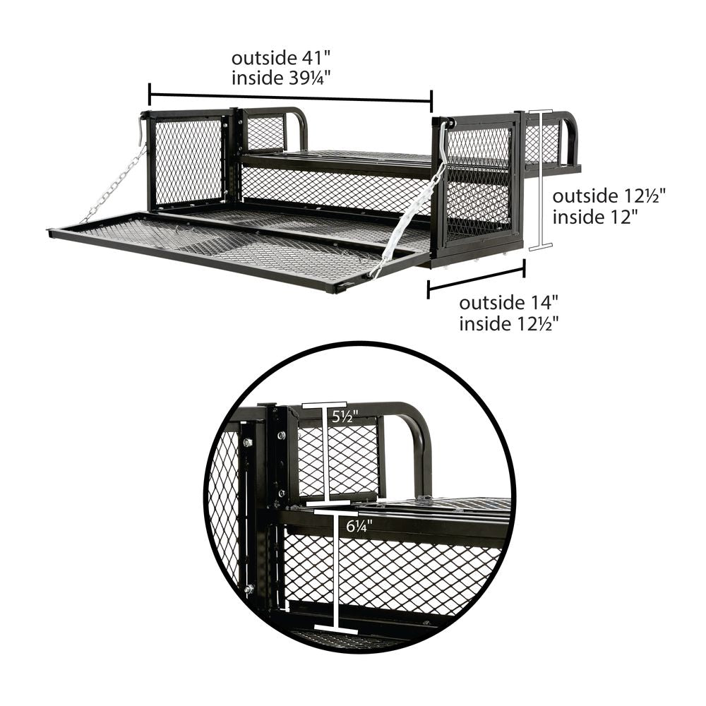 Black Widow Universal Steel ATV Rear Rack Drop Basket w/ Tailgate | Model ATVDB-TG-1205 | Size 41" x 14" | Horsepower 4 To 90+ HP | For ATV