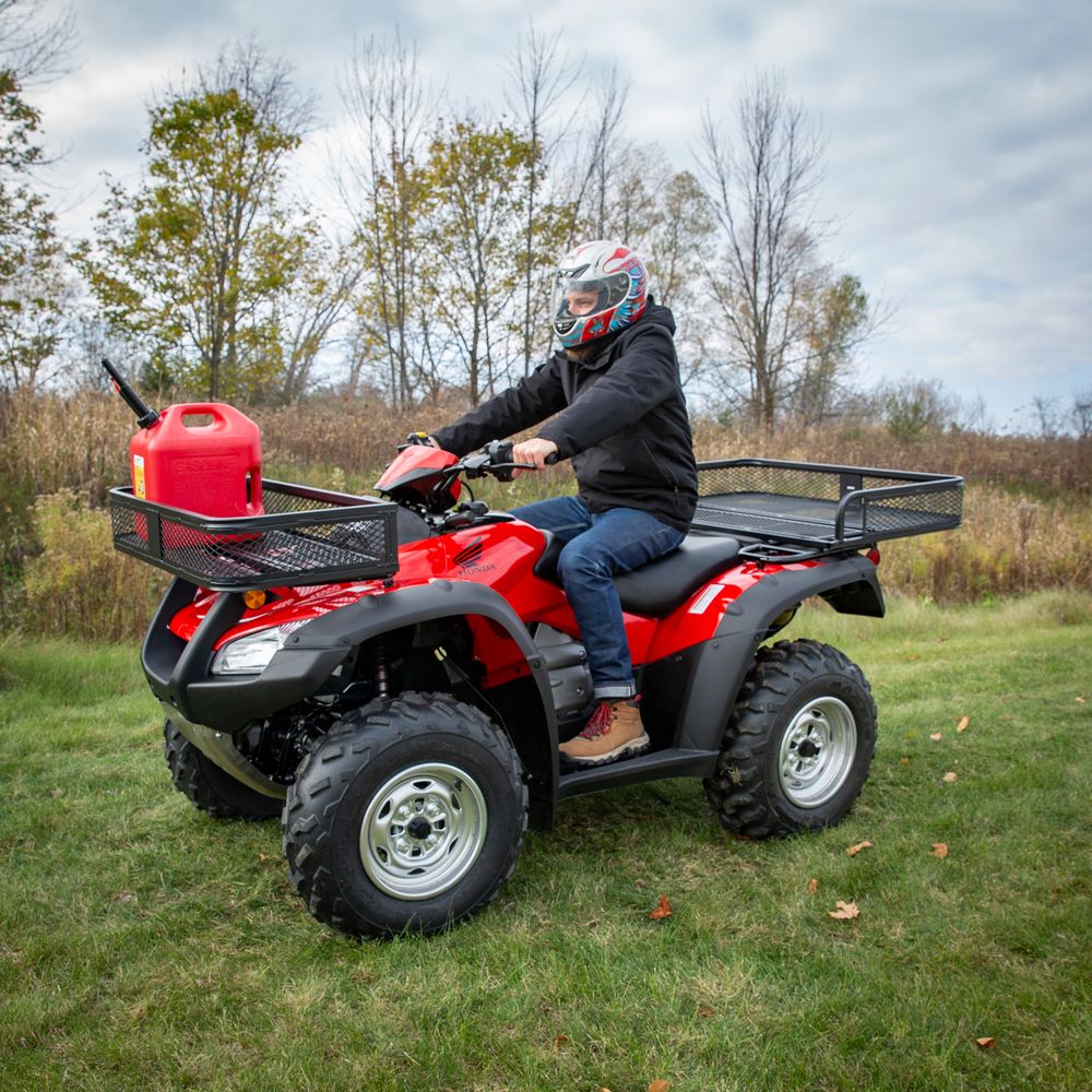 Black Widow Universal Deluxe Steel Mesh ATV Front Rack Basket | Model ATVFB-1057 | Size 36" L x 17" W x 6.5" H | Capacity 300 lb. | Horsepower 4 To 90+ HP | For ATV & UTV Loading