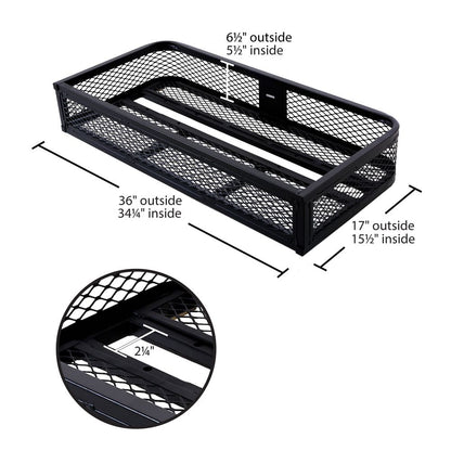 Black Widow Universal Deluxe Steel Mesh ATV Front Rack Basket | Model ATVFB-1057 | Size 36" L x 17" W x 6.5" H | Capacity 300 lb. | Horsepower 4 To 90+ HP | For ATV & UTV Loading