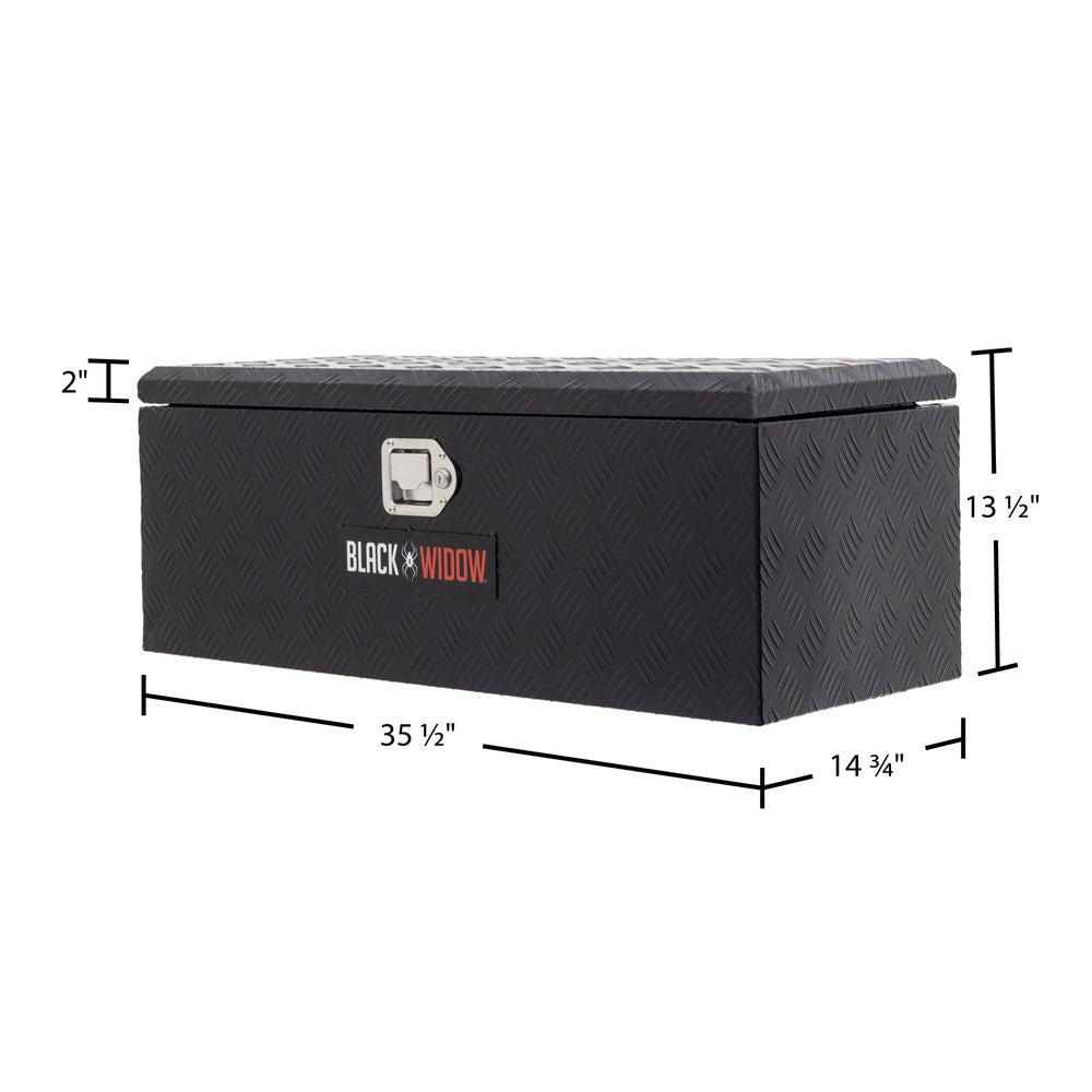Black Widow Aluminum Rear ATV Storage Box | Model ATVRB-ALUM | Size 35.5” L x 14.75” W | Horsepower 4 To 90+ HP | For ATV Racks & Trailers