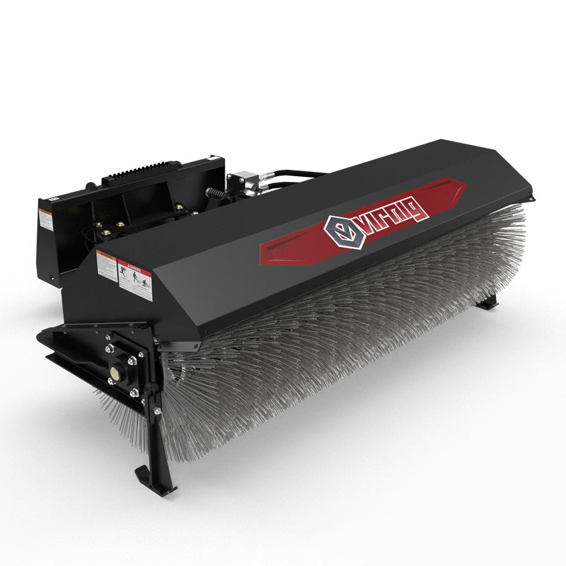 Virnig Angle Broom | Models VAB60 To VAB96 | Widths 60" To 96" | Hydraulic Flow 15 To 25 GPM | For Skid Steer