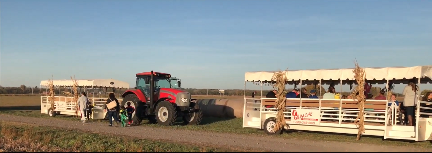 Apache Trolley “Open‑Air Limousine” | 30–35 Passenger Capacity | Pull Type | 40–60 HP | For Tractors & Trucks