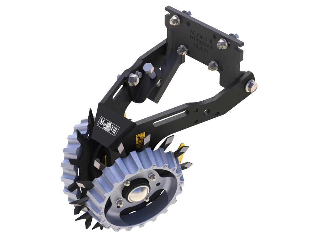 Martin-Till 1345 Floating Row Cleaner | 13" Spike or Razor Wheels | 45° Heavy-Duty Frame | For JD, Kinze, White, Harvest, Case IH 2000