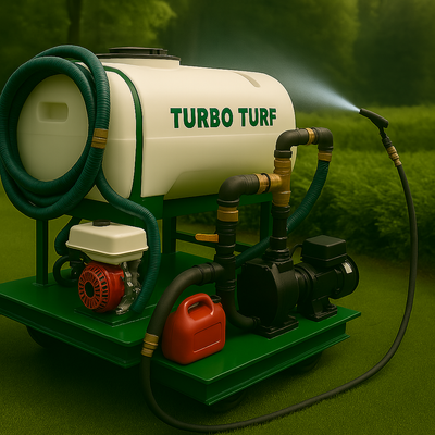 Turbo Turf Hydroseeder | Model HS-400-XPW & HS-400-XPW-P | Width 62” | Capacity 400 Gallon | Horsepower 19 HP | Skid & Trailer
