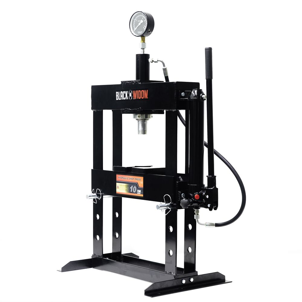 Black Widow 10-Ton Benchtop Hydraulic Shop Press | Model BD-PRESS-10H | Size 23.25" W | 10-Ton Manual Hydraulic Power | For Home & Professional Mechanics