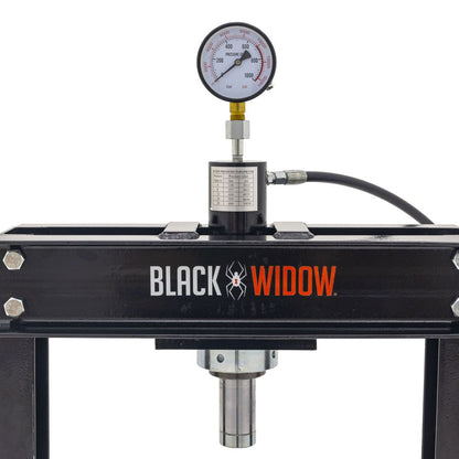 Black Widow 20-Ton Air-Operated Shop Press | Model BD-PRESS-20A | Width 29.5" | 20-Ton Air-Over-Hydraulic | For Home & Professional Auto Shops