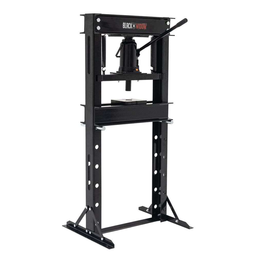 Black Widow 20-Ton Hydraulic Shop Press | Model BD-PRESS-20H-KIT | Frame Width 21.5" | Capacity 20-Ton | For Auto, Motorcycle & Metalworking Shops