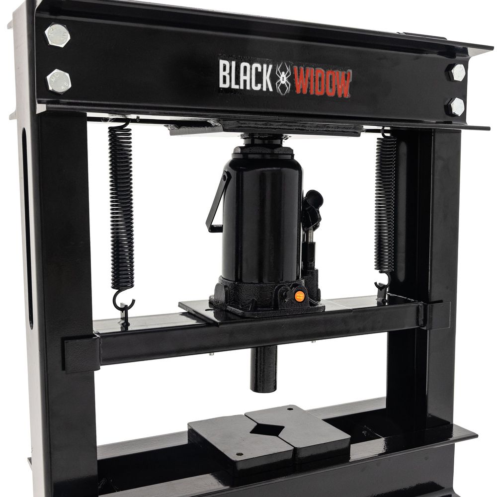 Black Widow 20-Ton Hydraulic Shop Press | Model BD-PRESS-20H-KIT | Frame Width 21.5" | Capacity 20-Ton | For Auto, Motorcycle & Metalworking Shops