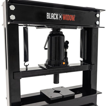 Black Widow 20-Ton Hydraulic Shop Press | Model BD-PRESS-20H-KIT | Frame Width 21.5" | Capacity 20-Ton | For Auto, Motorcycle & Metalworking Shops