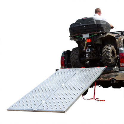 Black Widow Punch Plate Bi-Fold ATV Ramp | Model BFP-7044 | Size 71.25" L x 43.75" W | Capacity 1,500 lb. | Horsepower 4 To 90+ HP | For ATV, UTV & Lawn Equipment Loading