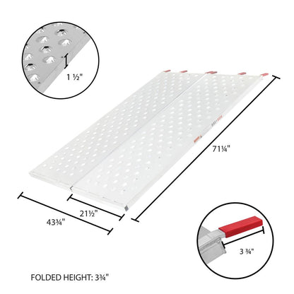 Black Widow Punch Plate Bi-Fold ATV Ramp | Model BFP-7044 | Size 71.25" L x 43.75" W | Capacity 1,500 lb. | Horsepower 4 To 90+ HP | For ATV, UTV & Lawn Equipment Loading