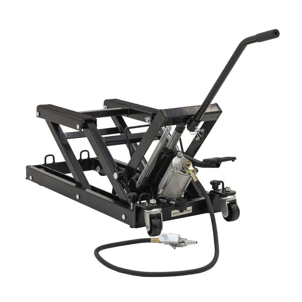 Black Widow Motorcycle & ATV Air-over-Hydraulic Jack | Model BW-0102 | Lift 5.5"–15.125" | Capacity 1,500 lb. | For Bike Maintenance & ATV Repair