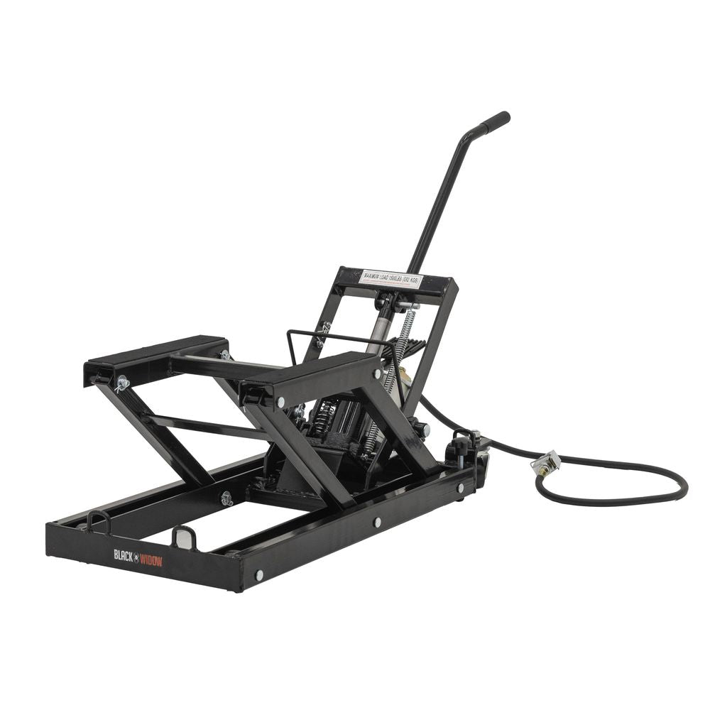 Black Widow Motorcycle & ATV Air-over-Hydraulic Jack | Model BW-0102 | Lift 5.5"–15.125" | Capacity 1,500 lb. | For Bike Maintenance & ATV Repair