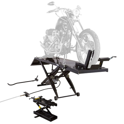 Black Widow Extra-Long Pneumatic Motorcycle Lift Table | Model BW-1000A-XL | Size 92.75" x 24" | PSI Air 90 To 100 | For Street, Cruiser & Sport Bikes