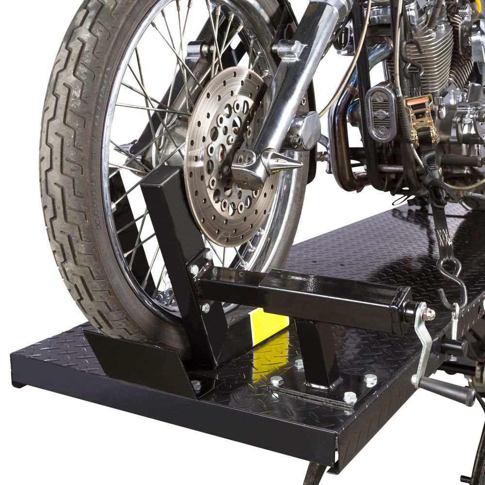 Black Widow Extra-Long Pneumatic Motorcycle Lift Table | Model BW-1000A-XL | Size 92.75" x 24" | PSI Air 90 To 100 | For Street, Cruiser & Sport Bikes