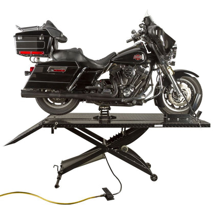 Black Widow Extra-Wide Pneumatic Motorcycle Lift Table | Model BW-1000A-XW | Platform Size 78.75" x 44" | Capacity 1,000 lb | For Touring, Cruiser & Sport Bikes