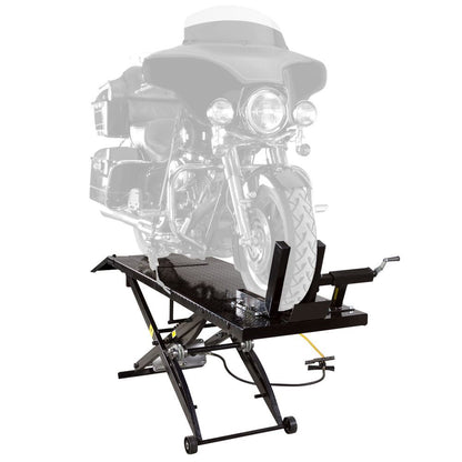 Black Widow Pneumatic Motorcycle Lift Table | Model BW-1000A | Platform Size 78.75" x 24" | 90 To 100 PSI Air | For Touring, Cruiser & Sport Bikes