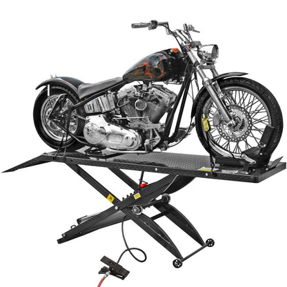 Black Widow Pneumatic Motorcycle Lift Table | Model BW-1000A | Platform Size 78.75" x 24" | 90 To 100 PSI Air | For Touring, Cruiser & Sport Bikes