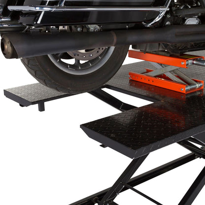 Black Widow Air/Hydraulic Motorcycle Lift Table Wide | Model BW-1500AO-V2-MC | Platform Size 78" x 47" | Capacity 1,500 lb | For Street, Touring & Cruiser Motorcycles