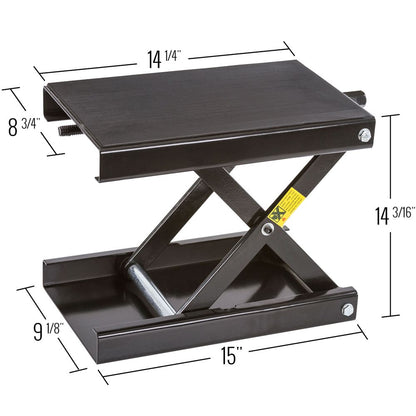 Black Widow Motorcycle Scissor Jack | Model BW-1604A | Platform Size 15" x 9" | Capacity 1,100 lb | For Street, Cruiser & Touring Motorcycles