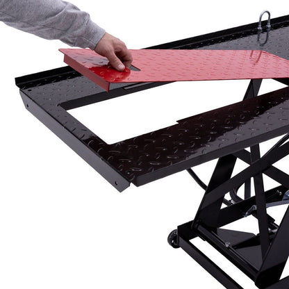 Black Widow Hydraulic Motorcycle Lift Table | Model BW-680 | Platform Size 86-3/4" x 26-7/8" | Capacity 1,000 lb | For Street, Sport & Racing Bikes