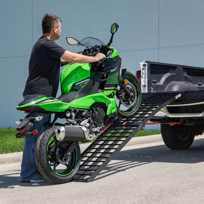 Black Widow Folding Arched Motorcycle Ramp | Model BW-9417-HD | Size 7' 10" x 17.5" | Capacity 1,500 lb | For Motorcycle & Dirt Bike Loading