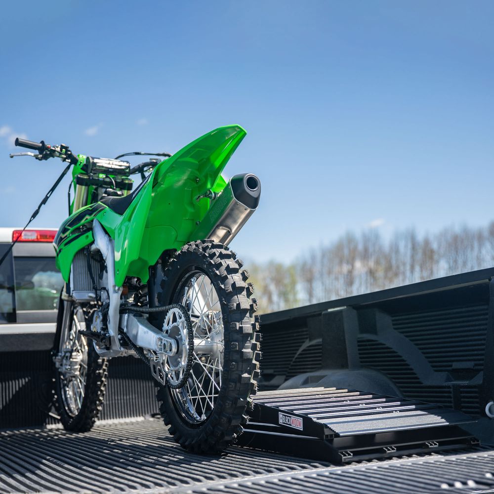 Black Widow Folding Arched Motorcycle Ramp | Model BW-9417-HD | Size 7' 10" x 17.5" | Capacity 1,500 lb | For Motorcycle & Dirt Bike Loading