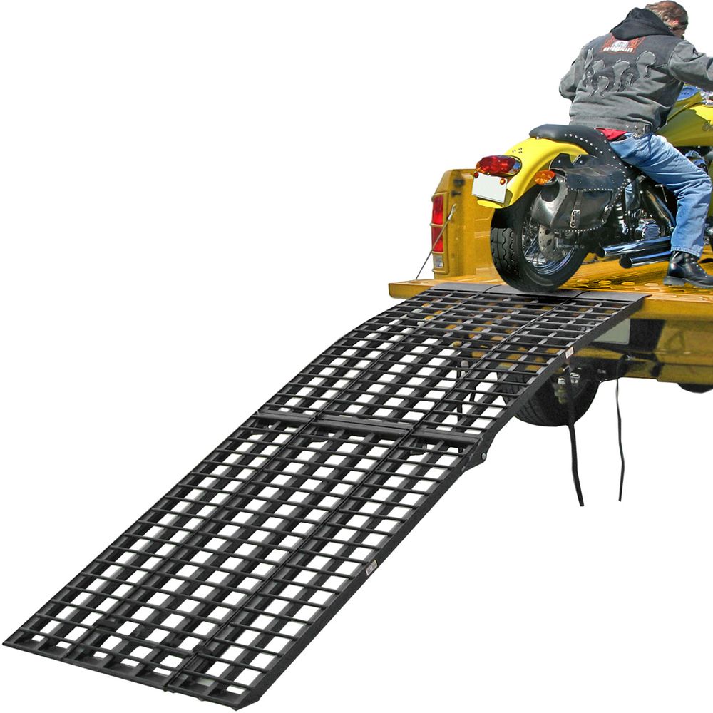 Black Widow 3-Piece Arched Folding Motorcycle Ramp | Model BW-9440-HD & BW-10840-HD| Width 40" | Length 7' 10" & 9' | Capacity 1,500 lb | Horsepower 4 To 90+ HP | For Motorcycles, Dirt Bikes, ATVs